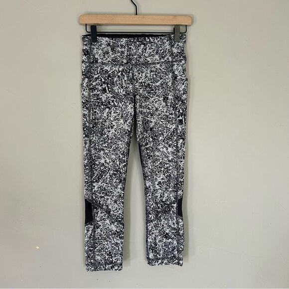 Lululemon Pace Rival Crop Paint Splash Silver Drop Multi / Black Size 4 - Picture 2 of 7